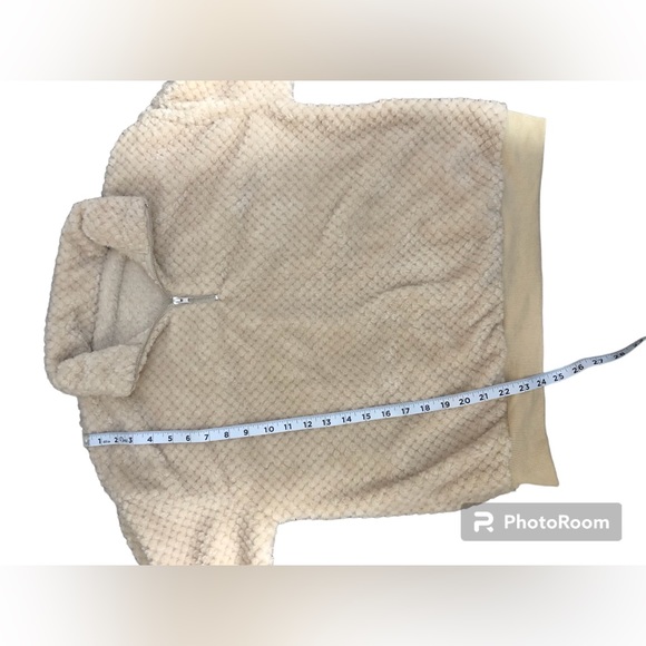 SHEIN Half Zip Up Drop Shoulder Fleece Sweatshirt, Apricot, Medium - Picture 7 of 9